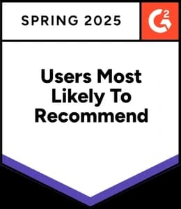 G2 Users Most Likely To Recommend, primavera 2025